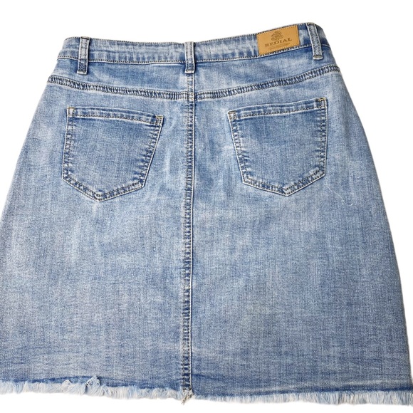Redial Premium Denim Collection Button Down Skirt Red Roses Small - Picture 7 of 9